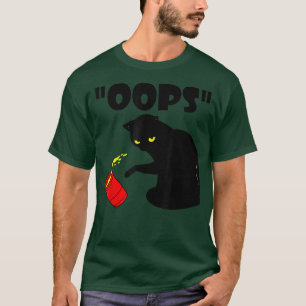 Cat Oops Funny Black Cat Knocking Over A Glass T-Shirt