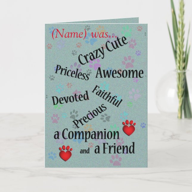 Cat or Dog Sympathy Card (Front)