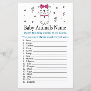 Cat or Kitten Baby Animals Name Game