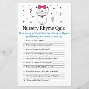 Cat or Kitten Nursery Rhyme Quiz baby shower game