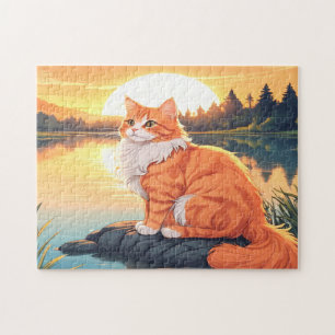 Cat Orange and White Jigsaw Puzzle