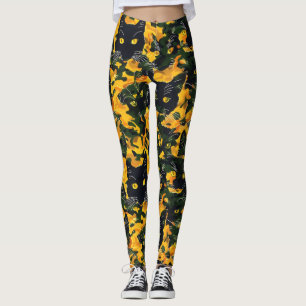 Cat Orange Pattern Leggings