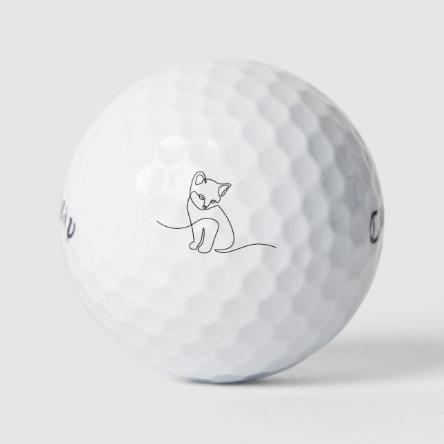 Cat Outline Minimalist Cat Mom Animal Lover Gift  Golf Balls (Front)