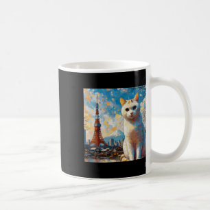 Cat Overlooking Tokyo Tower With Mount Fuji In The Coffee Mug