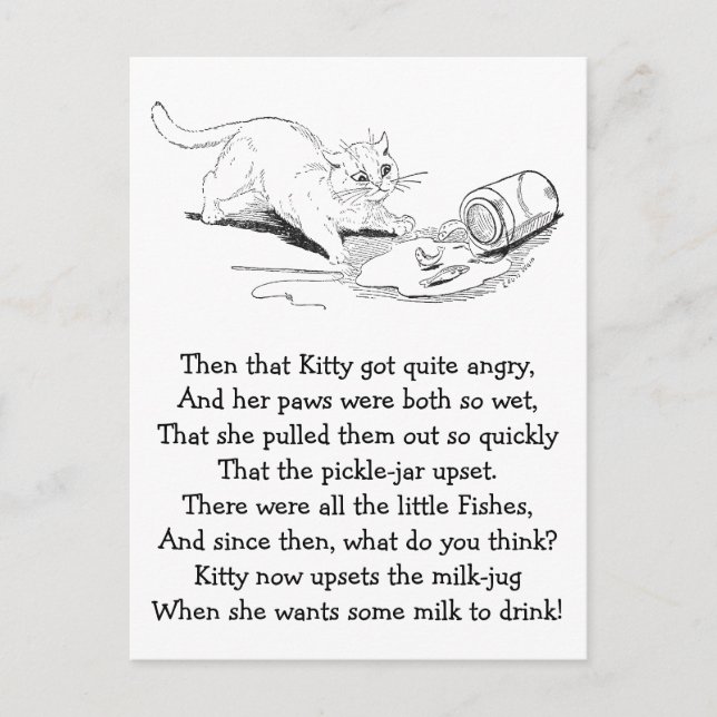 Cat Overturns Fish Jar Postcard (Front)