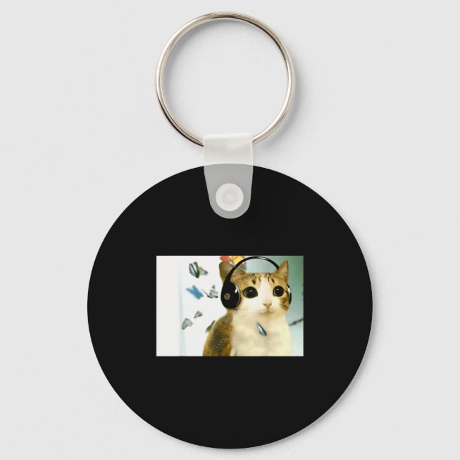 Cat Owl Funny Cursed Internet Trendy Meme Funny Me Key Ring (Front)