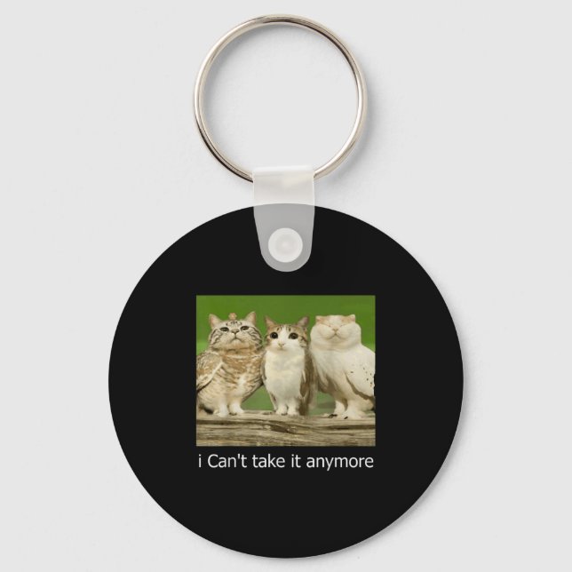 Cat Owl Funny Meow I Can't Take It Anymore  Key Ring (Front)