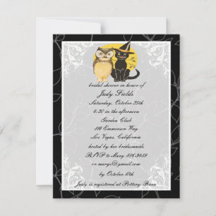 Cat & Owl Halloween Bridal Shower Invitation