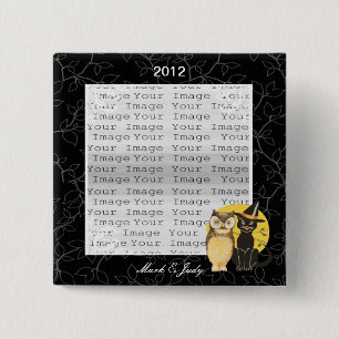 Cat & Owl Halloween Wedding Button