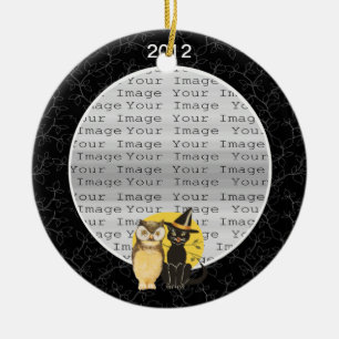 Cat & Owl Halloween Wedding Ornament