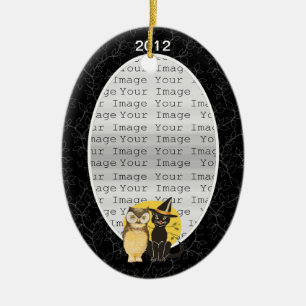 Cat & Owl Halloween Wedding Ornament