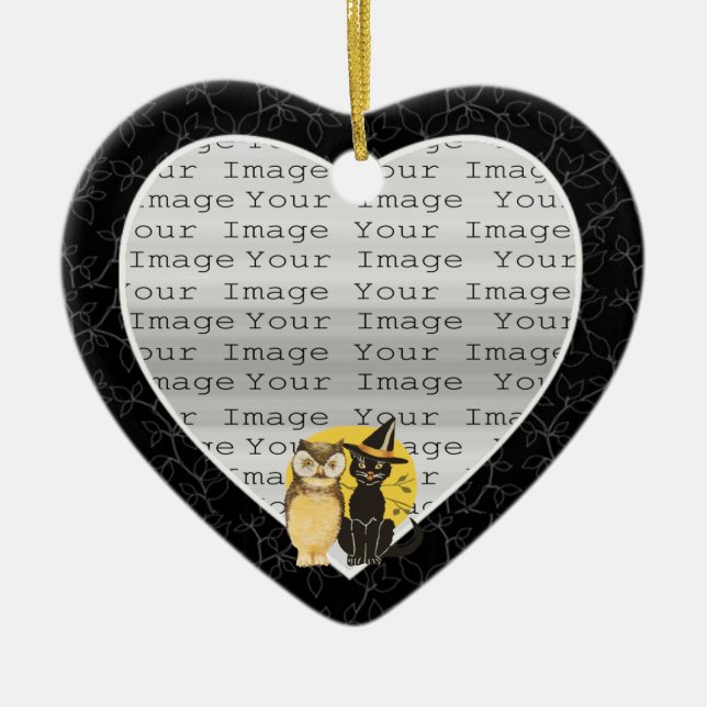 Cat & Owl Halloween Wedding Ornament (Front)