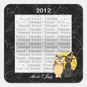 Cat & Owl Halloween Wedding Stickers