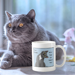 Cat Owner Funny Grey Cat Name Blue Coffee Mug