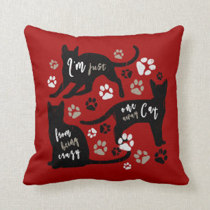 Cat Owner Gift Funny Kitty Paw Lover Graphic Art Cushion