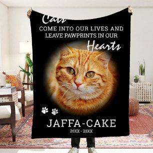 Cat Owner   Pawprints in Our Hearts Pet Memorial Fleece Blanket