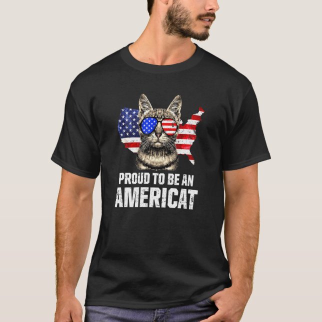 Cat Owner Us Flag Patriot Sunglass Usa T-Shirt (Front)