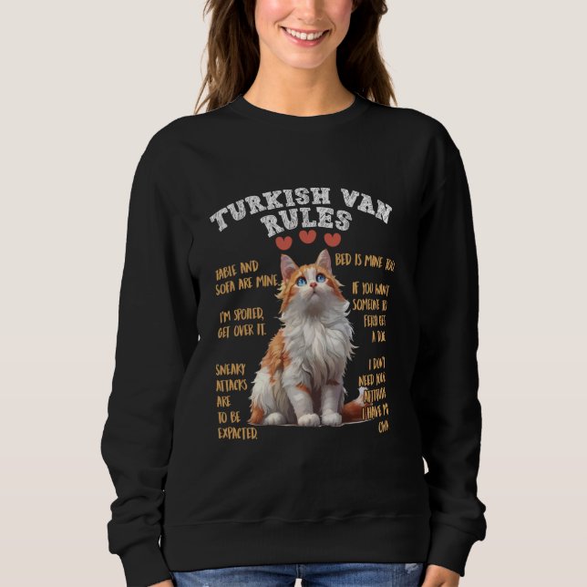 Cat Owners TURKISH VAN RULES Funny Turkish Van Dad Sweatshirt (Front)