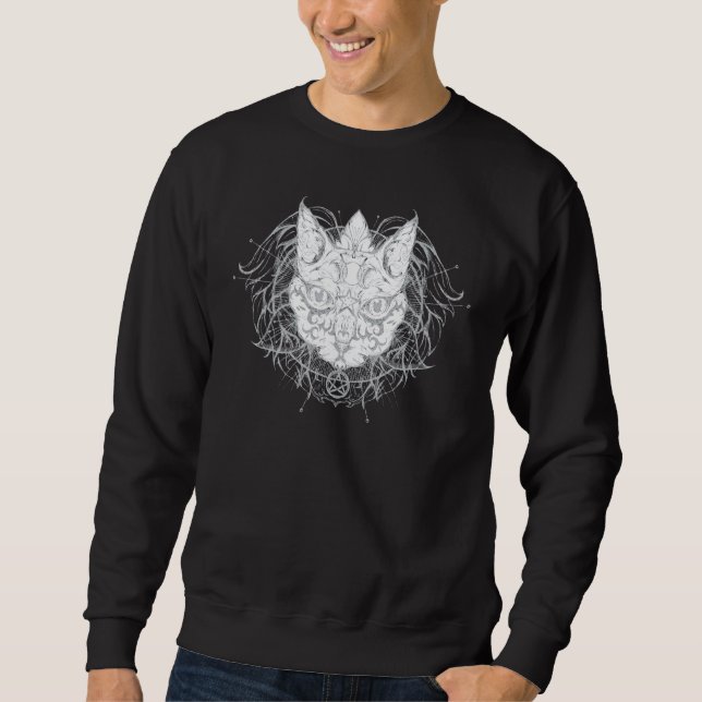 Cat Pagan Witch Wicca Hidden Moon Phases Of Wiccan Sweatshirt (Front)