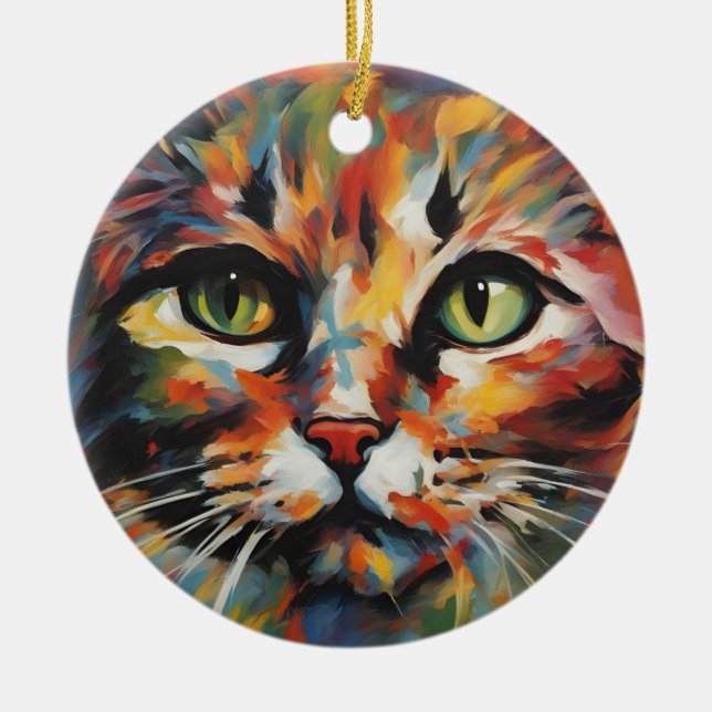 Cat Painting Ceramic Ornament (Front)