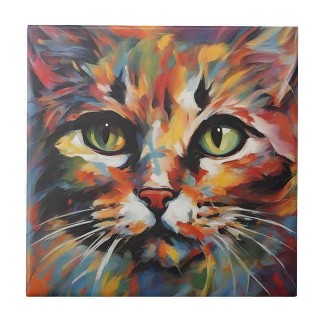 Cat Painting Ceramic Tile (Front)