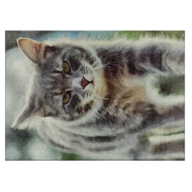 Cat painting cutting board (Front)