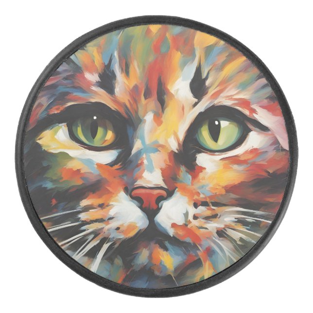 Cat Painting Hockey Puck (Front)