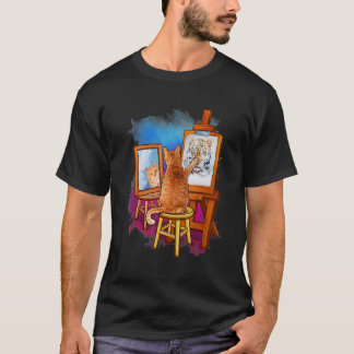 Cat Painting Lion Artistic Animals Graphic T-Shirt