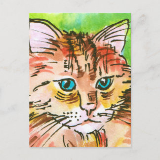 Cat painting postcard