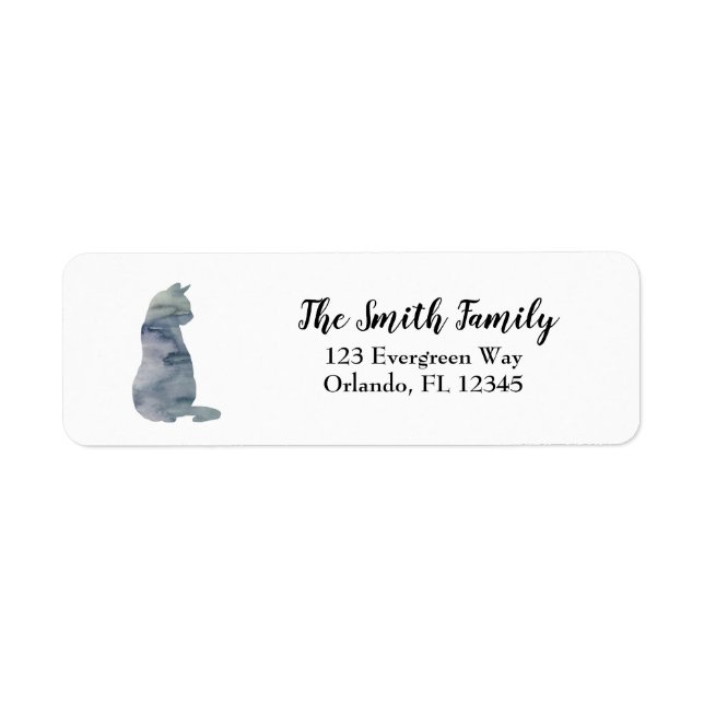 Cat Painting Purple Blue Return Address Label (Front)