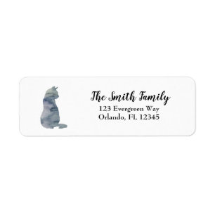 Cat Painting Purple Blue Return Address Return Address Label
