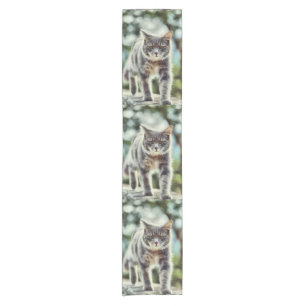 Cat painting short table runner