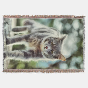 Cat painting throw blanket