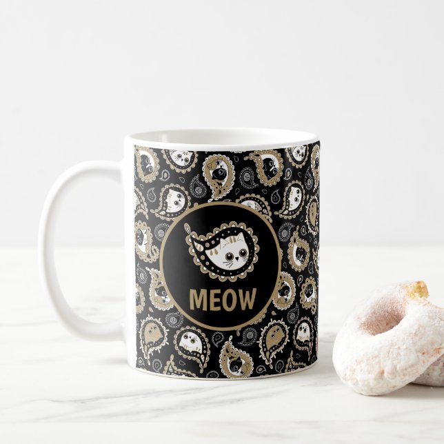 Cat Paisley Coffee Mug (With Donut)