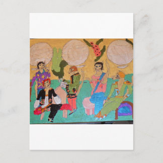 Cat pajama party postcard