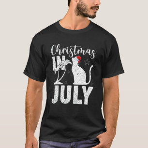 Cat Palm Ree Santa Hat Cat Christmas In July Summ T-Shirt