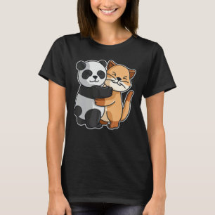 Cat & Panda Huging Kitten Cute Animals For Women G T-Shirt