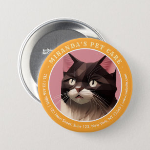 Cat Paper Cut Art Pet Care Food Shop Animal Clinic 7.5 Cm Round Badge