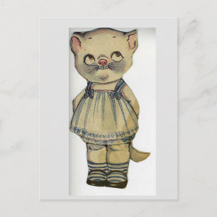CAT PAPER DOLL VINTAGE CUTE POSTCARD