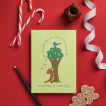 Cat Partridge in a Pear Tree Christmas Postcard<br><div class="desc">A cartoon drawing of a cute cat and bird illustrates the first verse of the beloved Twelve Days of Christmas carol on this funny and festive holiday postcard. Find additional verses and coordinating products in The 12 Days of Catmas collection from Asterisk Designs.</div>