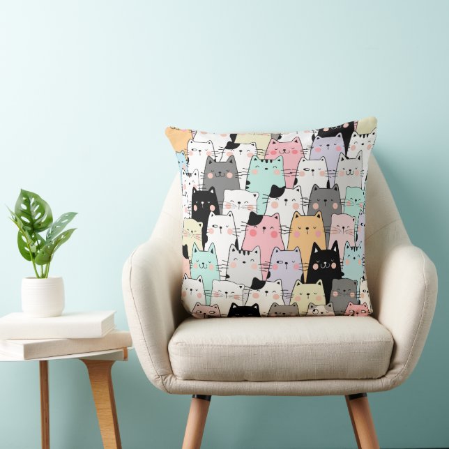 Cat Party 20x20 Throw Pillow (Chair)