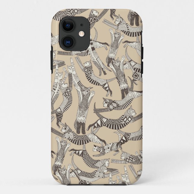 cat party beige natural Case-Mate iPhone case (Back)