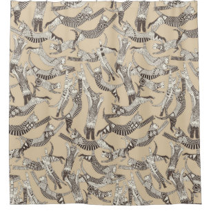 cat party beige natural shower curtain