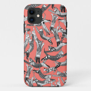 cat party blush coral iPhone 11 case