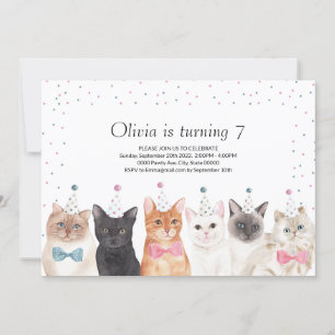 Cat Party Invitation, Cat Birthday Invitation