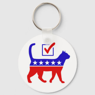 Cat Party Logo Feline Politics Great Party of Meow Key Ring