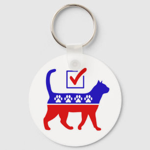 Cat Party Logo Feline Politics Great Party of Meow Key Ring
