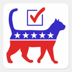 Cat Party Logo Feline Politics Great Party of Meow Square Sticker