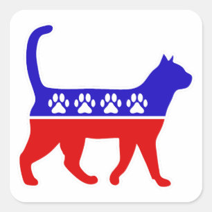 Cat Party Logo Feline Politics Great Party of Meow Square Sticker