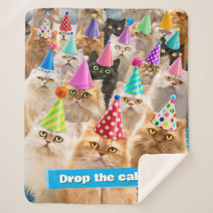 Cat Party Sherpa Blanket